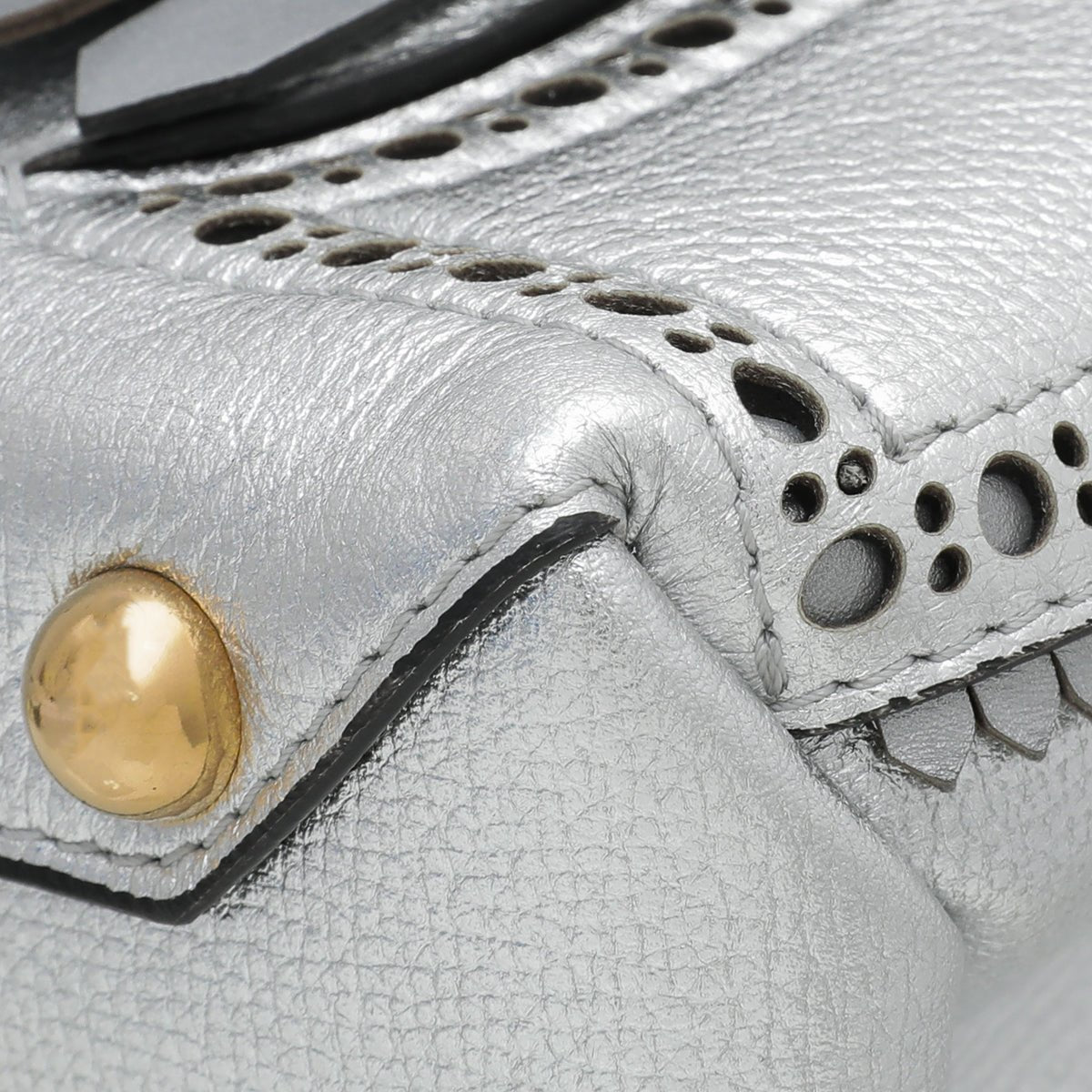 Burberry - Burberry Silver Banner Brogue Details Medium Tote Bag | The Closet