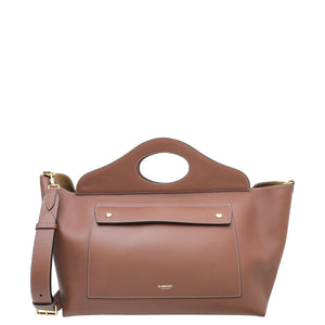 Burberry Tan Pocket Cabas حقيبة متوسطة
