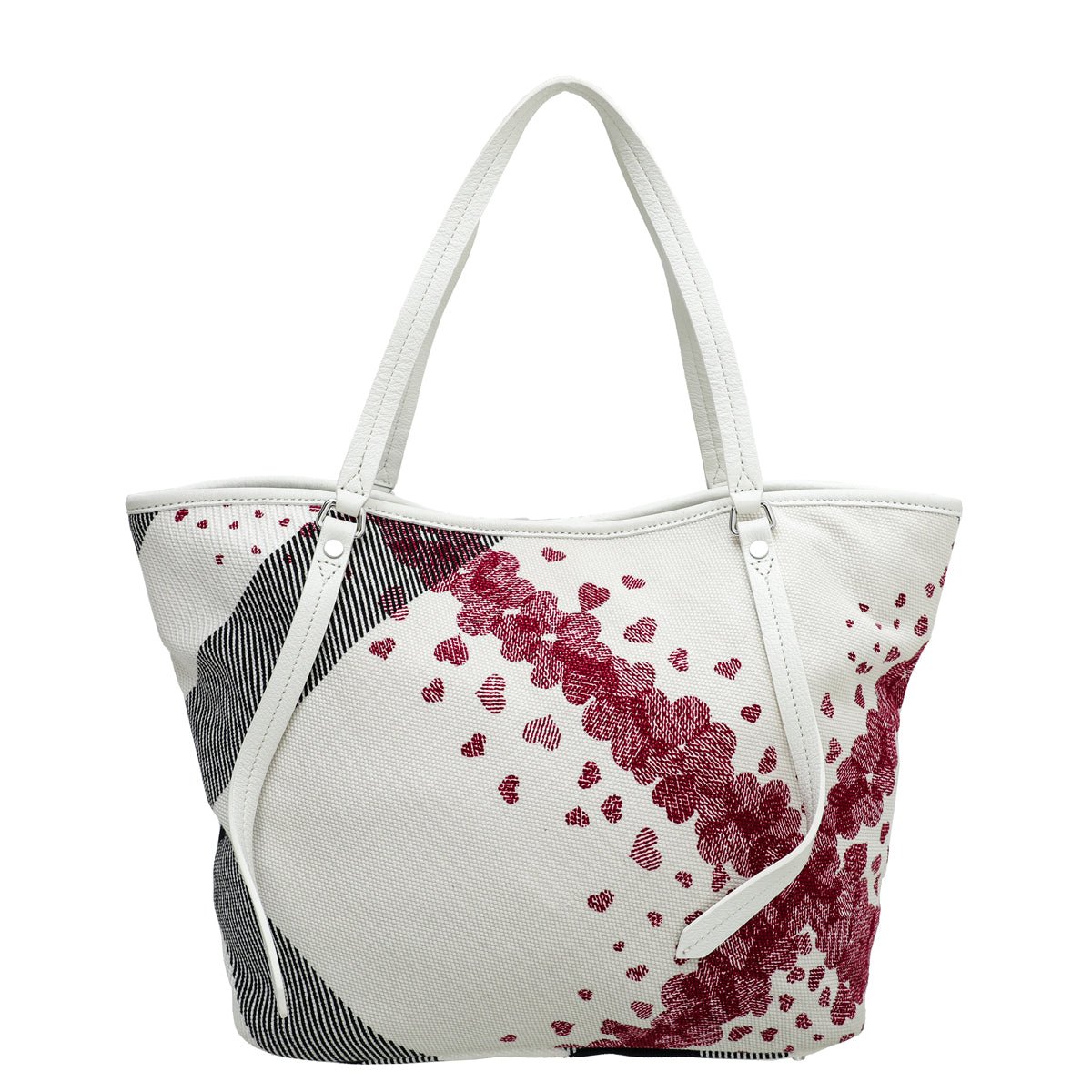 Burberry White Multicolor Confetti Heart Cantley Tote Bag-Burberry-THE CLOSET