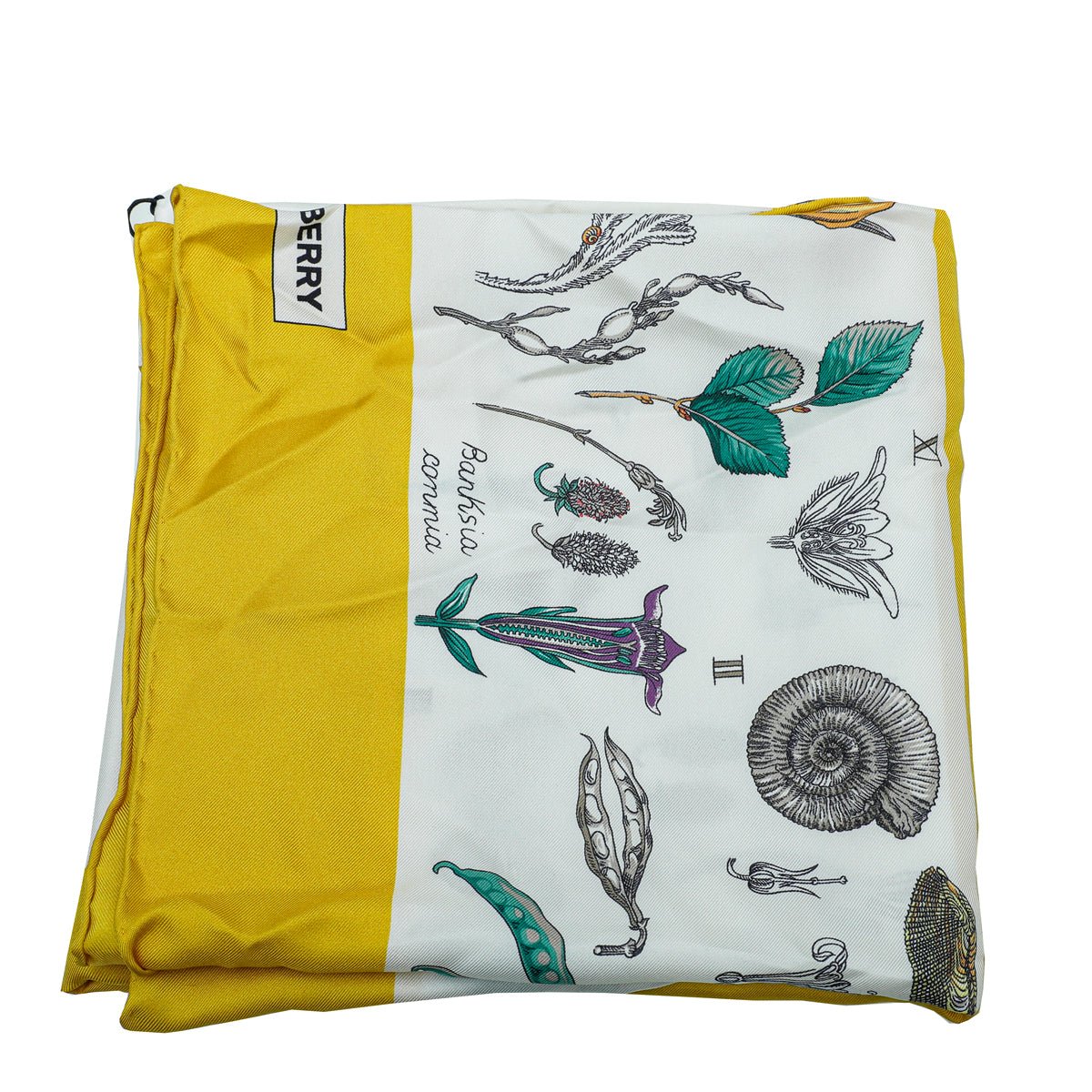 Burberry - Burberry Yellow Botanical Study Print Silk Scarf | The Closet