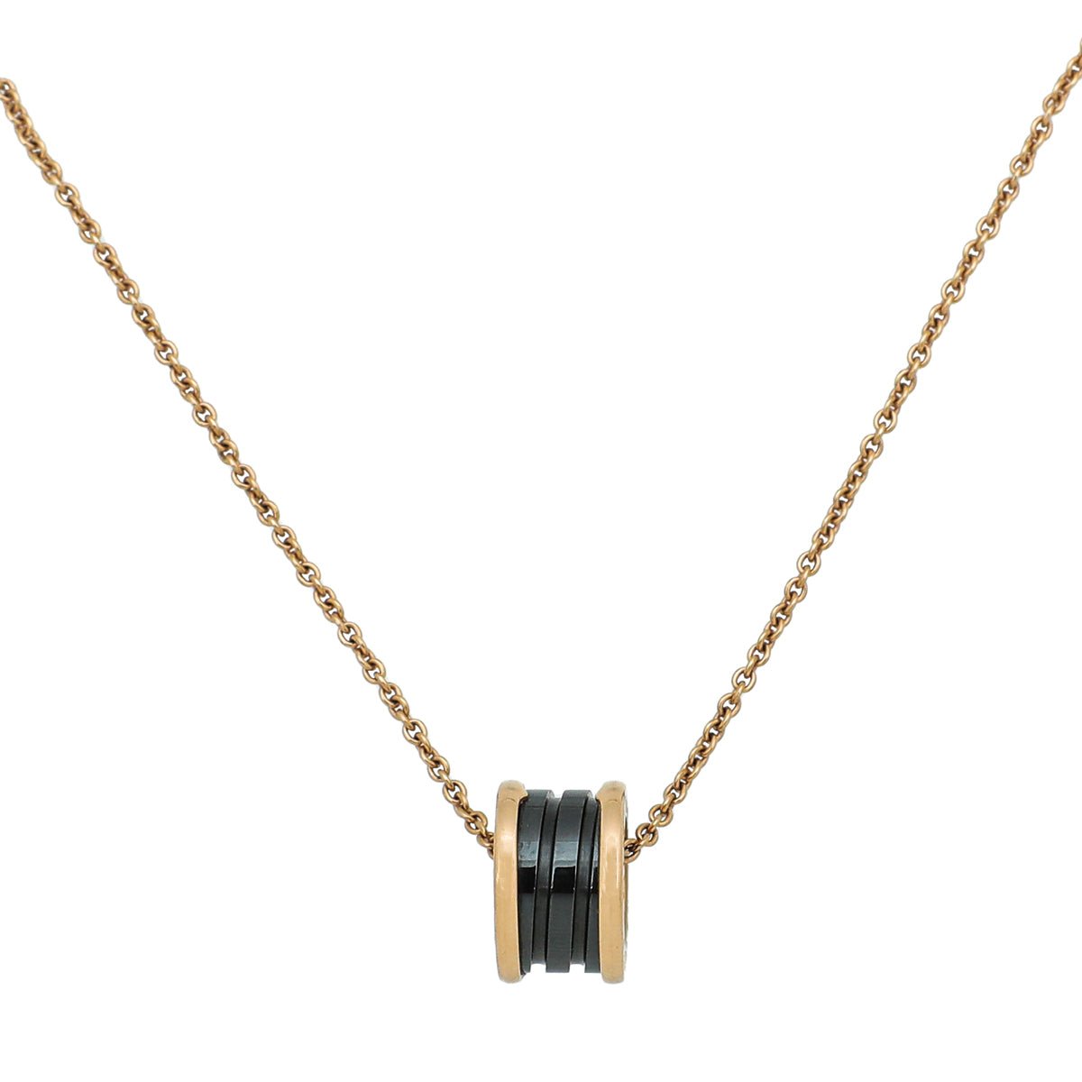 Bvlgari - Bvlgari 18K Pink Gold Black Ceramic B.Zero 1 Pendant Necklace | The Closet