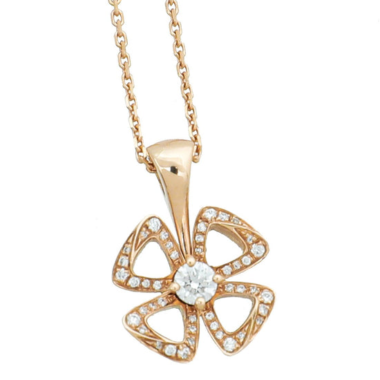 Bvlgari - Bvlgari 18K Pink Gold Diamond Fiorever Necklace | The Closet
