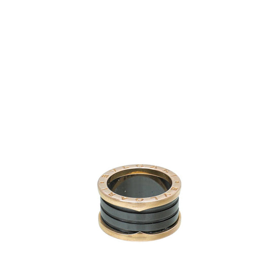 Bvlgari - Bvlgari 18K Rose Gold Black Ceramic B Zero1 4 Band Ring 54 | The Closet