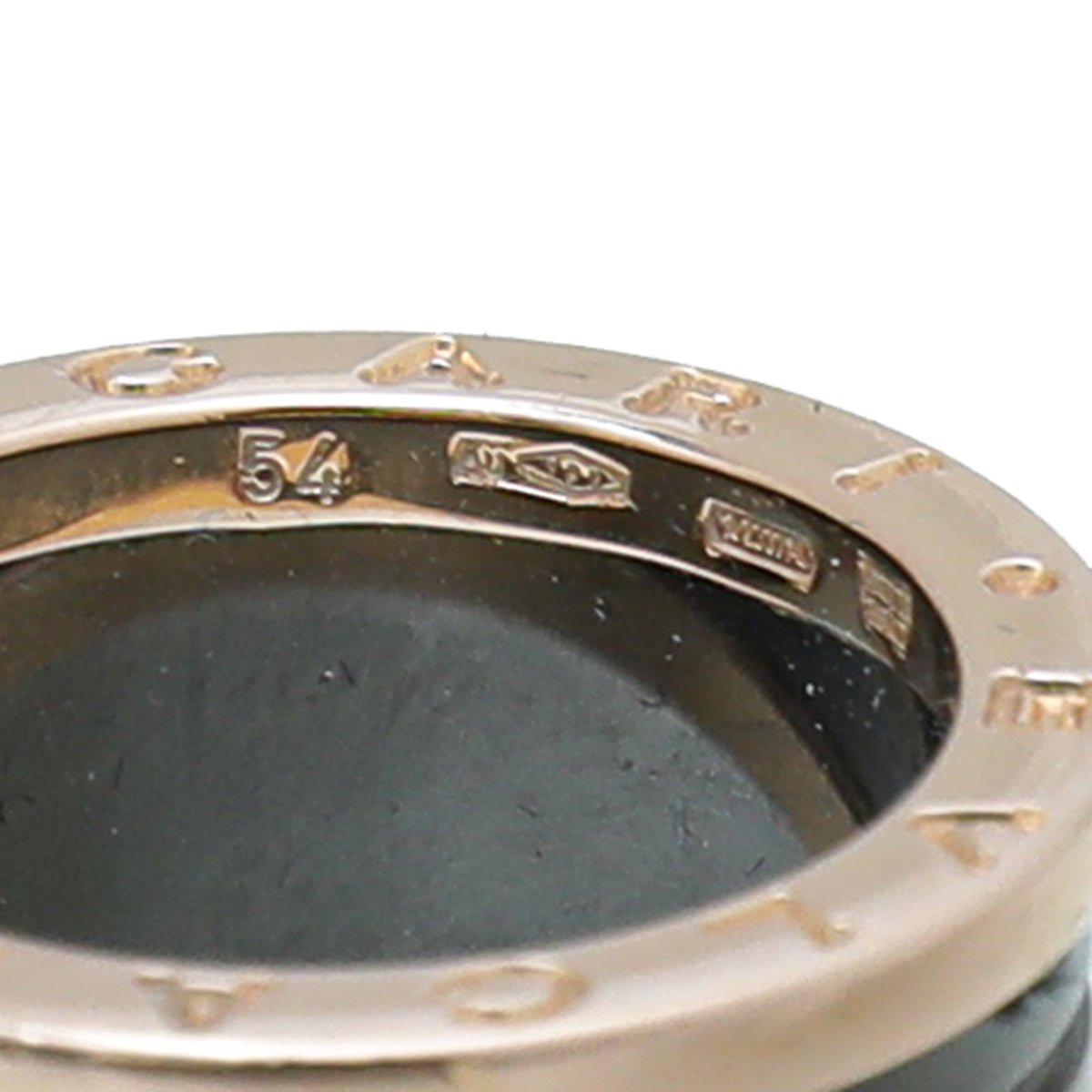 Bvlgari 18K Rose Gold Black Ceramic B Zero1 4 Band Ring 54 – THE