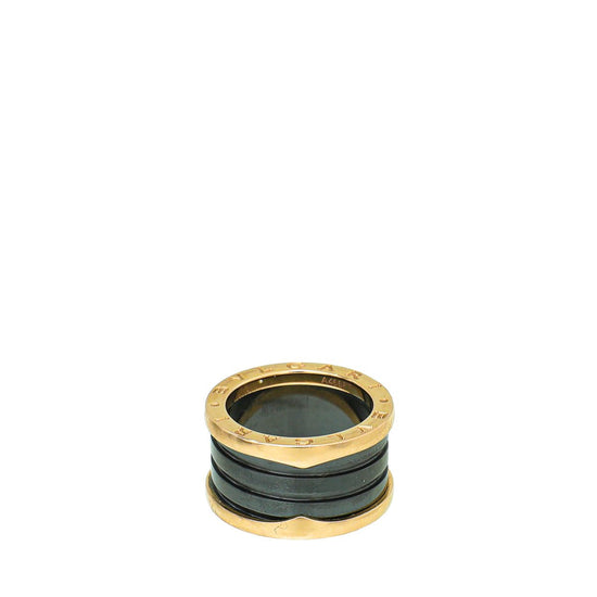 Bvlgari - Bvlgari 18K Rose Gold Black Ceramic B.Zero 4 Band Ring 52 | The Closet