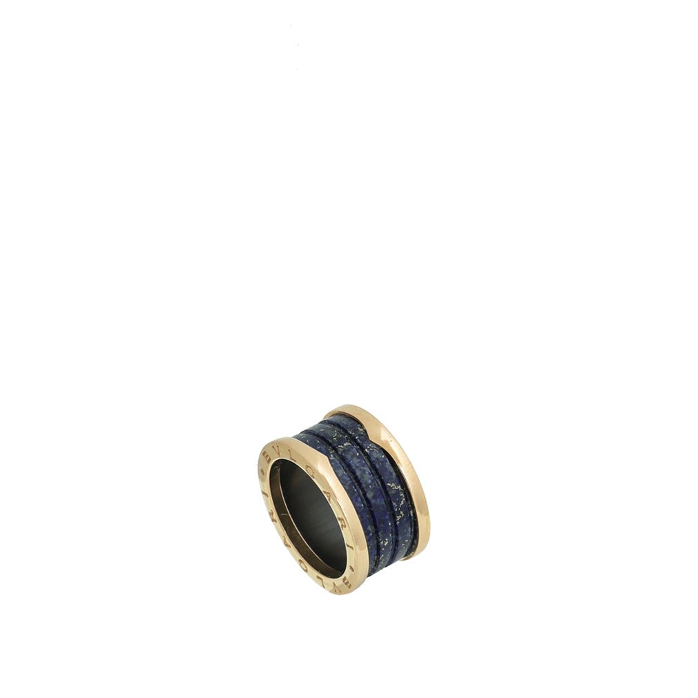 Bvlgari 18K Rose Gold Blue Marble b Zero1 Band 4 Ring 54 THE CLOSET