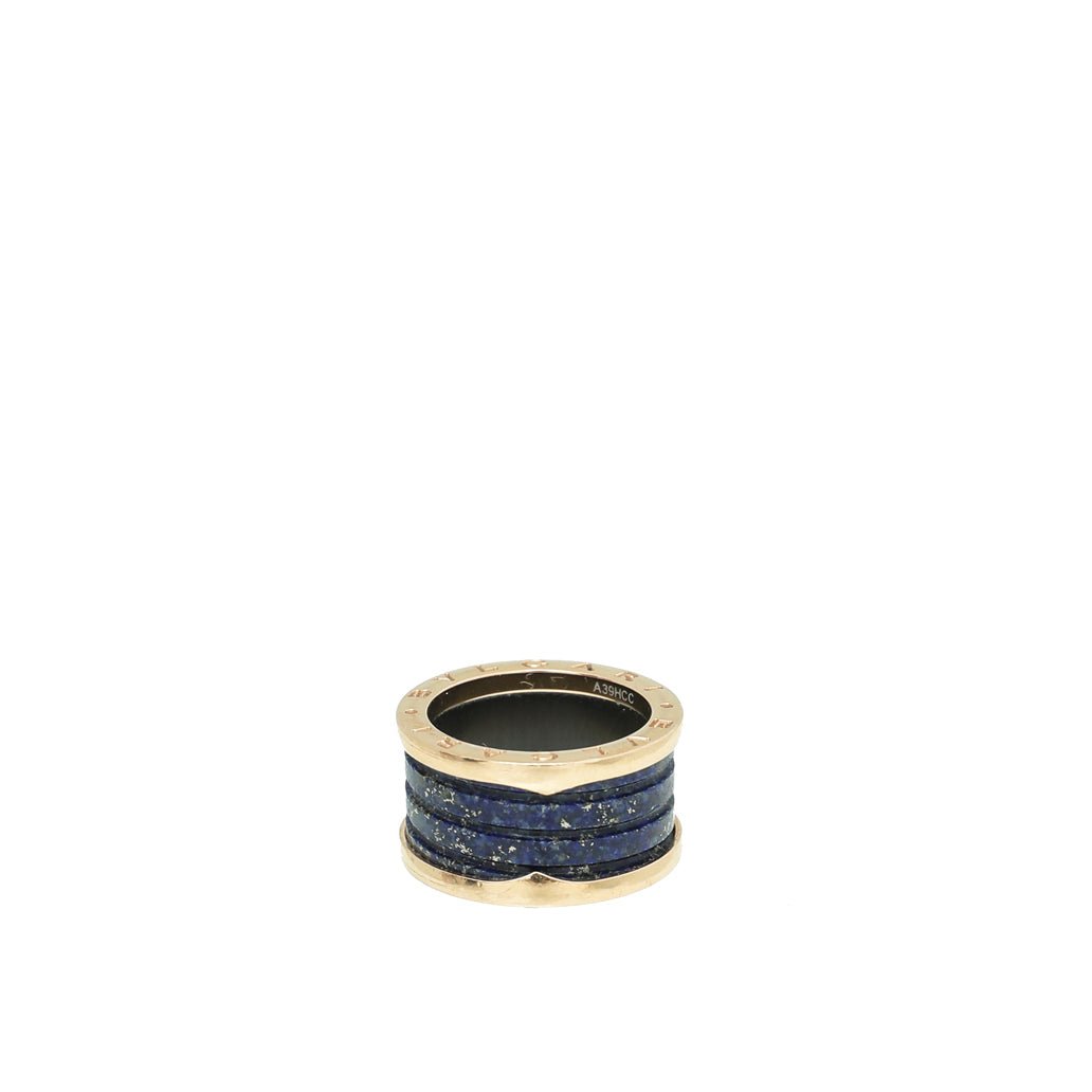 Bvlgari 18K Rose Gold Blue Marble b Zero1 Band 4 Ring 54-Bvlgari-THE CLOSET
