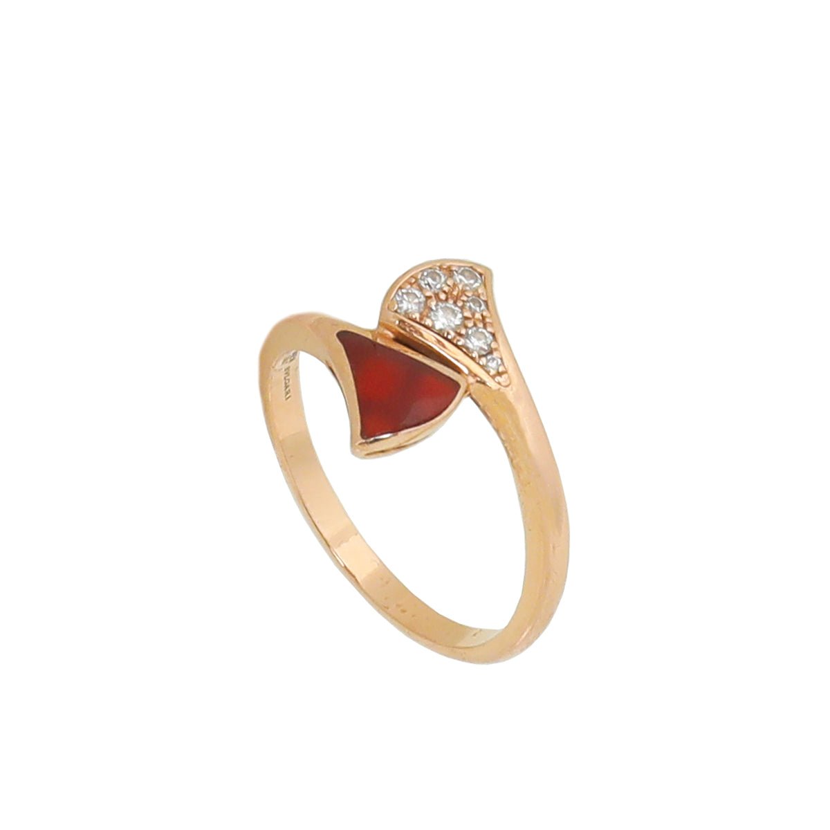 Bvlgari 18K Rose Gold Carnelian Diamond Diva's Dream Ring 53-Bvlgari-THE CLOSET
