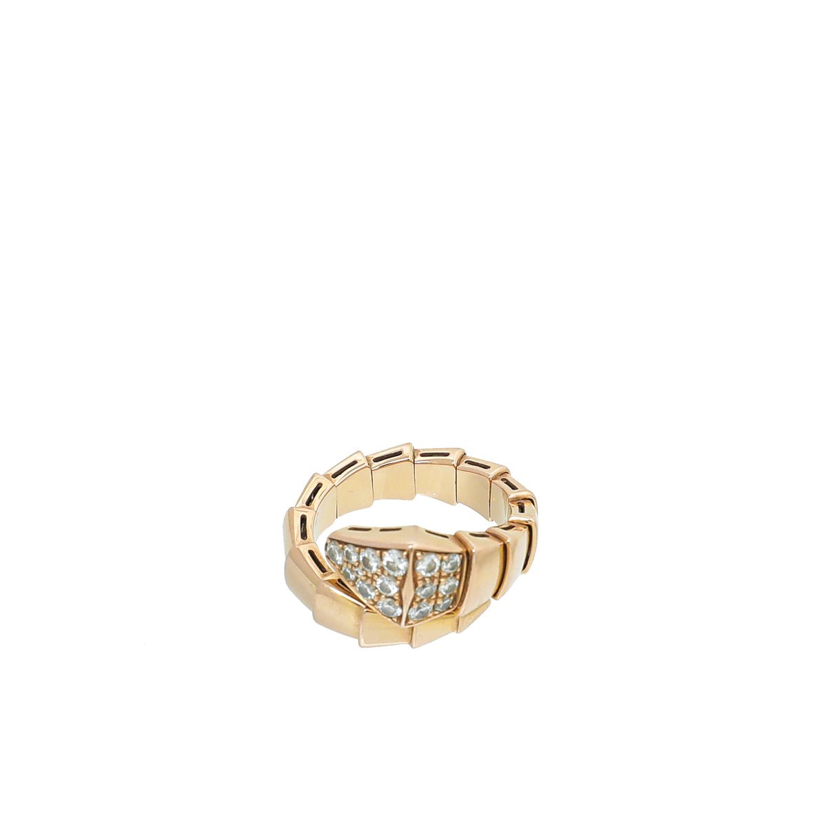 Bvlgari 18K Rose Gold Diamond Serpenti Viper One Coil Ring-Bvlgari-THE CLOSET