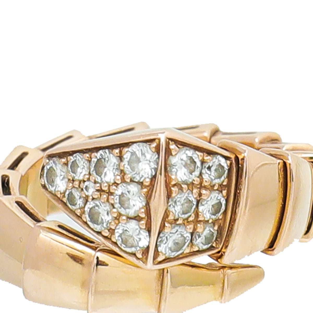 Bvlgari - Bvlgari 18K Rose Gold Diamond Serpenti Viper One Coil Ring | The Closet