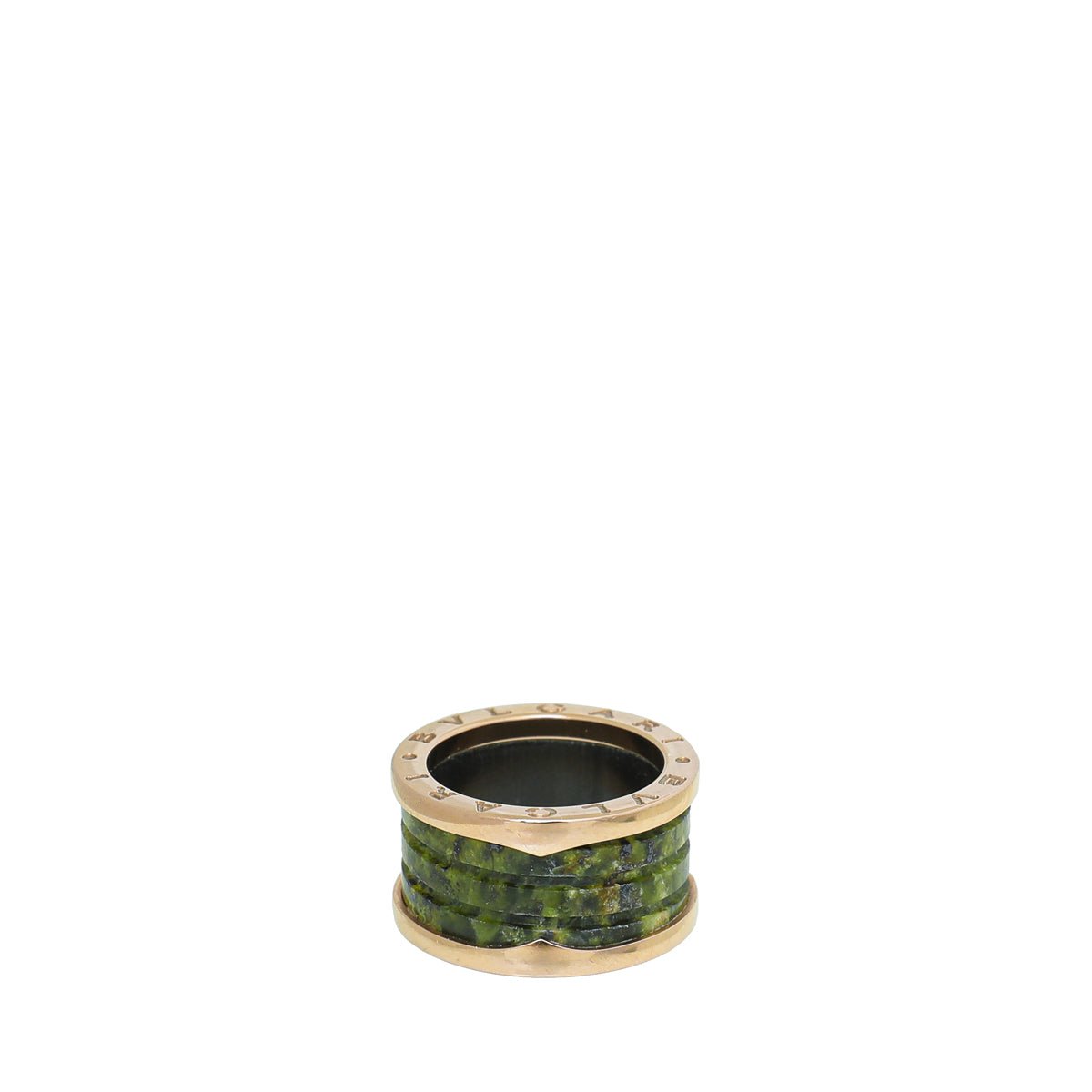 Bvlgari 18K Rose Gold Green Marble B Zero 4 Band Ring 52-Bvlgari-THE CLOSET