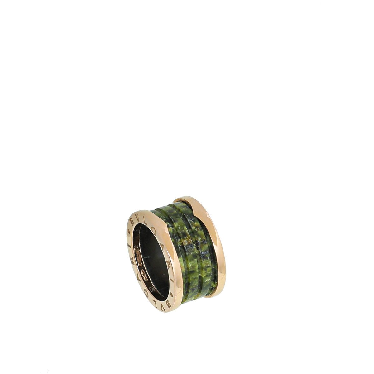 Bvlgari 18K Rose Gold Green Marble B Zero 4 Band Ring 52-Bvlgari-THE CLOSET