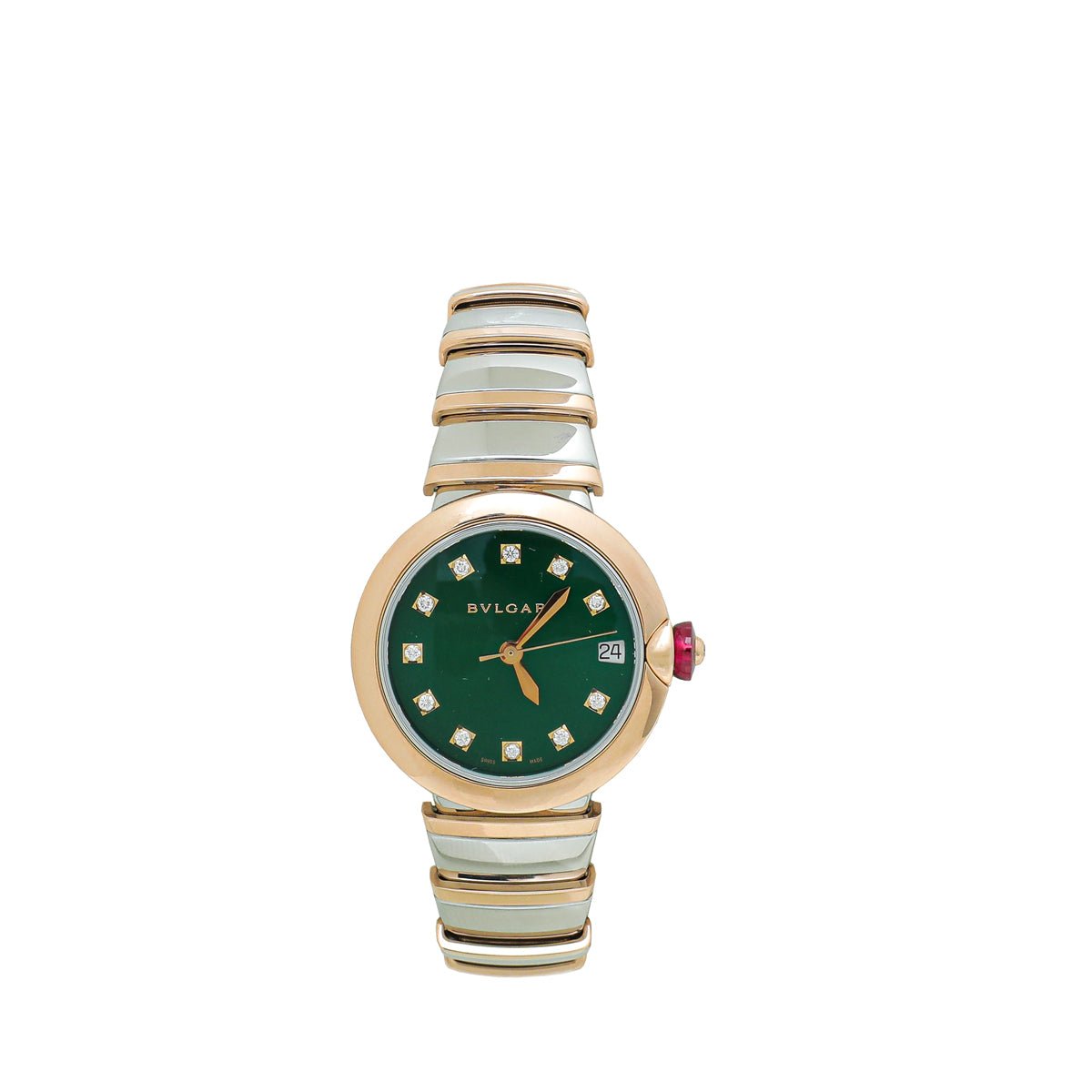 Bvlgari 18K Rose Gold Steel Diamond LVCEA 33mm Watch-Bvlgari-THE CLOSET