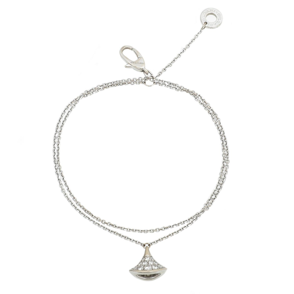 Bvlgari 18K White Gold Diamond Diva's Dream Double Chain Bracelet-Bvlgari-THE CLOSET