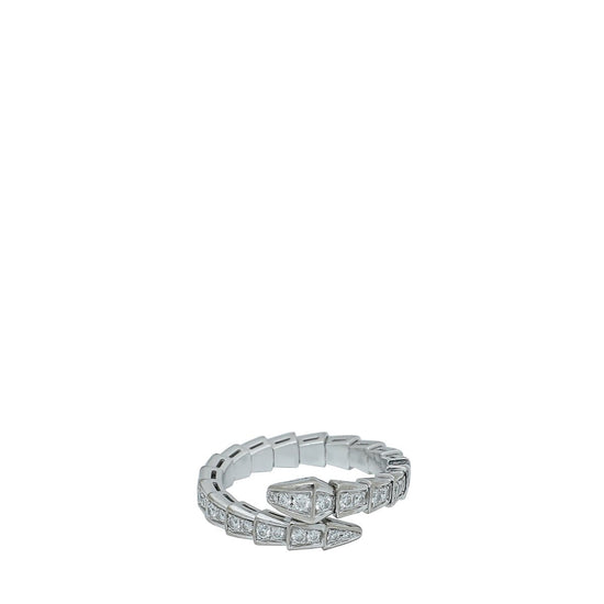 Bvlgari - Bvlgari 18K White Gold Diamond Serpenti Viper XL Ring | The Closet