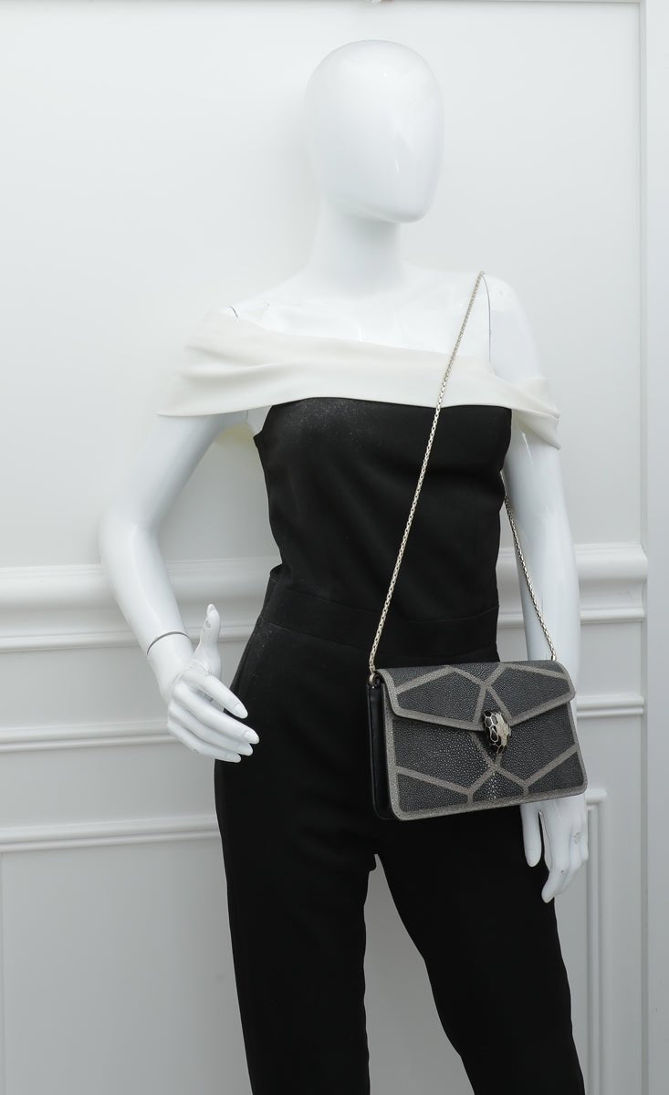 Bvlgari Bicolor Galuchat Serpenti Forever Chain Clutch-Bvlgari-THE CLOSET