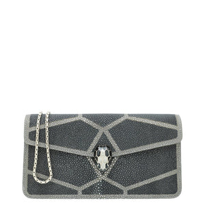 Bvlgari Bicolor Galuchat Serpenti Forever Chain Clutch