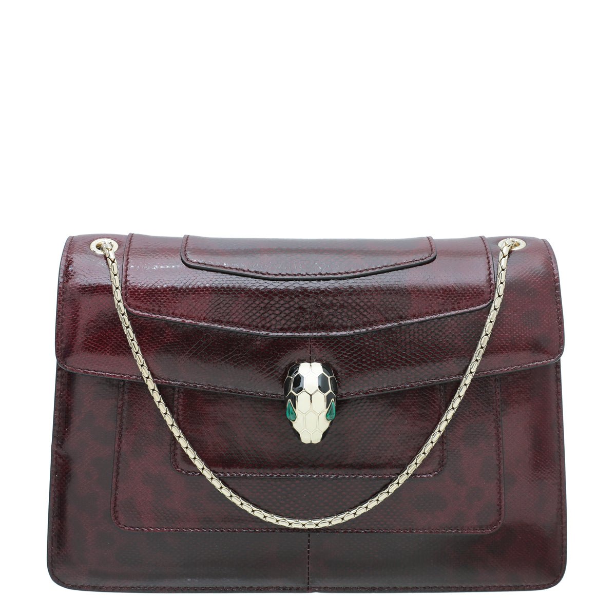 Bvlgari Burgundy Karung Skin Serpenti Forever Flap Bag-Bvlgari-THE CLOSET