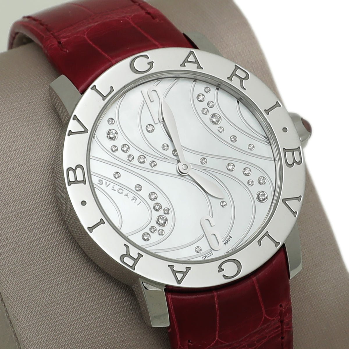 Bvlgari Bvlgari Burgundy Steel Diamond Watch-Bvlgari-THE CLOSET