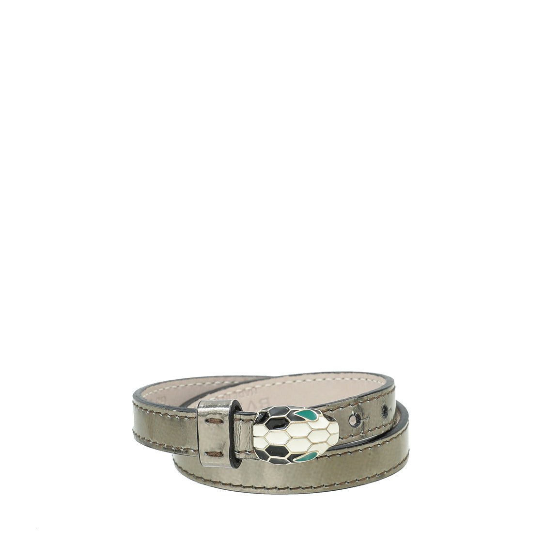 Bvlgari Metallic Grey Serpenti Forever Double Wrap Bracelet-Bvlgari-THE CLOSET
