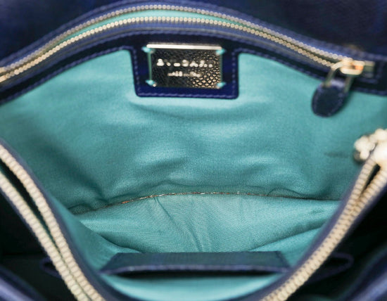 Bvlgari Karung Leather Serpenti Forever Top Handle Bag In Blue