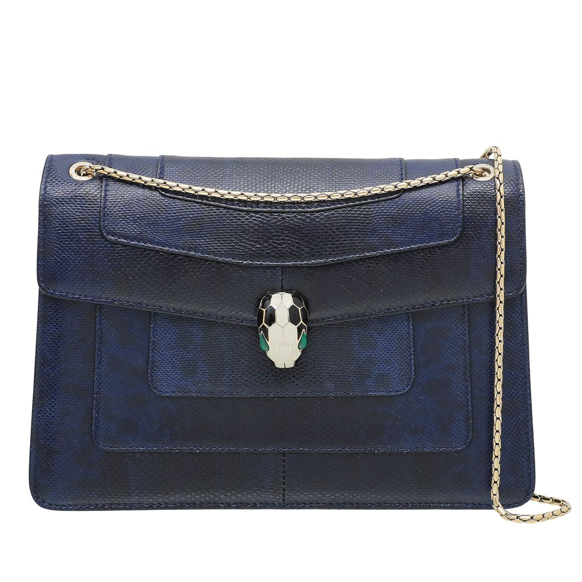 Bvlgari Navy Blue Karung Skin Serpenti Forever Bag-Bvlgari-THE CLOSET