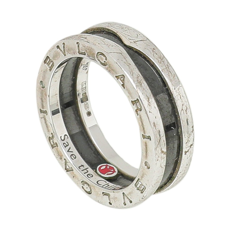 Bvlgari Silver Black Ceramic Save The Children Ring 54 – THE CLOSET