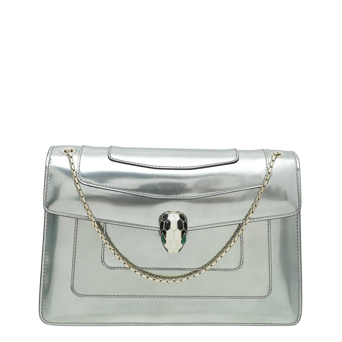 Bvlgari Silver Serpenti Forever Flap Chain Bag-Bvlgari-THE CLOSET