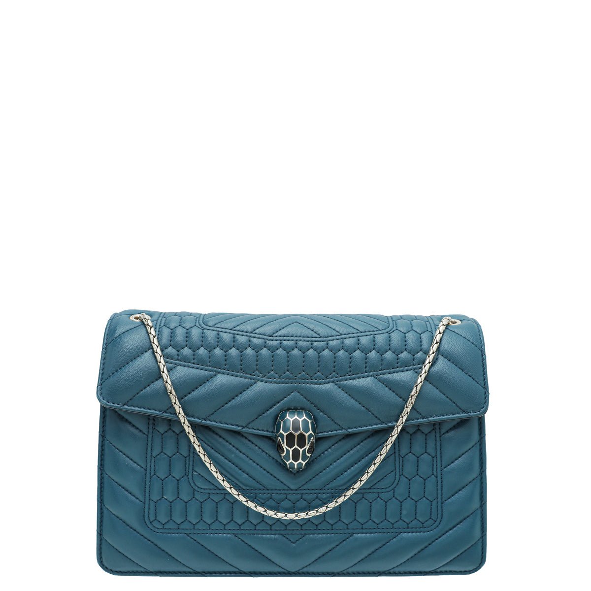 Bvlgari Teal Serpenti Forever Quilted Scaglie Flap Medium Bag-Bvlgari-THE CLOSET