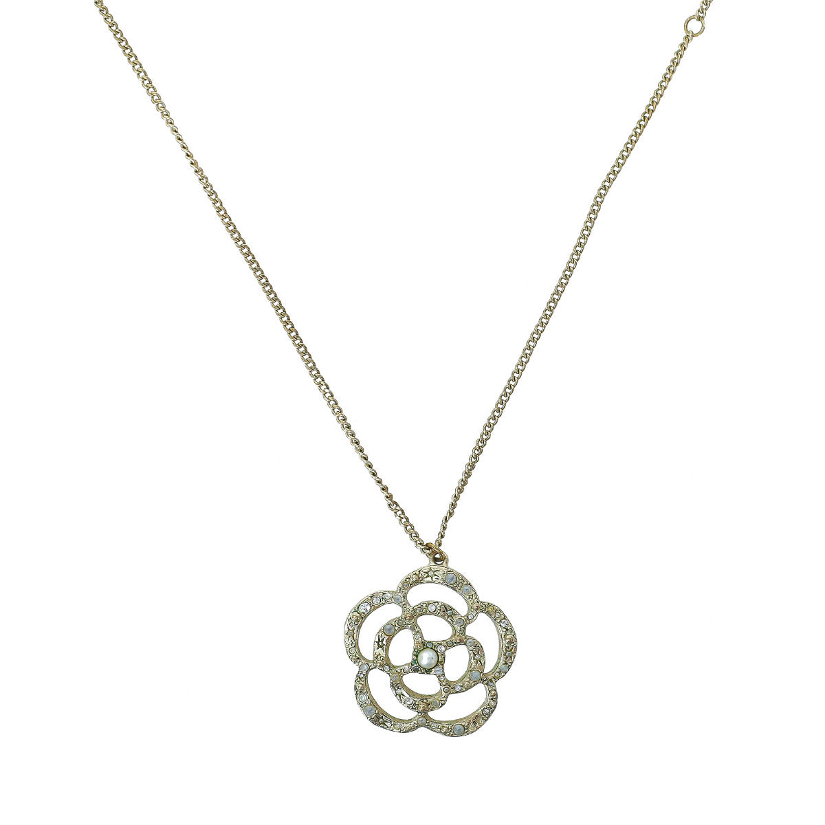 Chanel Light Gold Camelia Necklace-Chanel-THE CLOSET