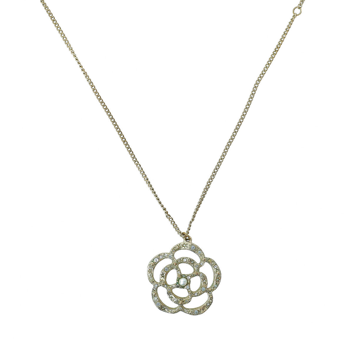 Chanel Light Gold Camelia Necklace