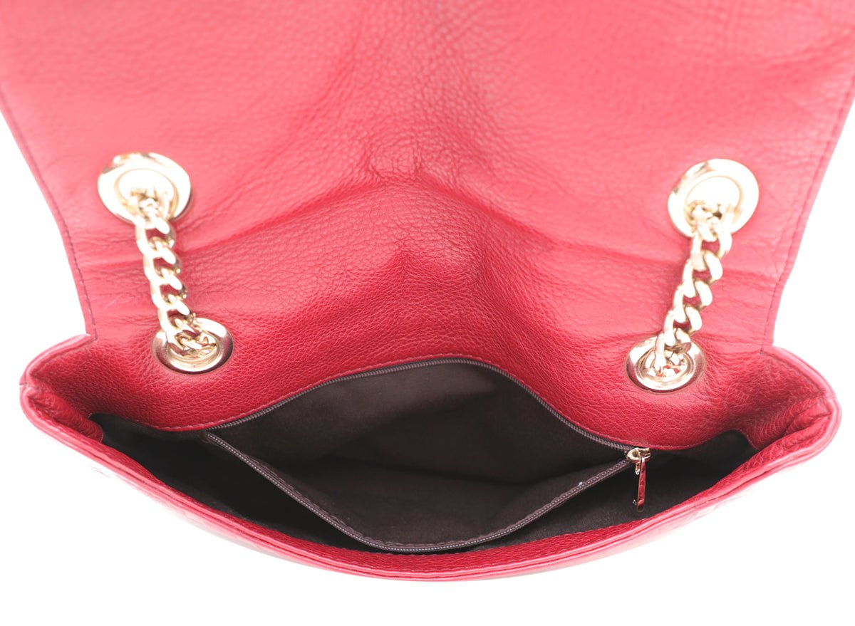thecloset.uae - Carolina Herrera Red Monogram Audrey Bow Chain Bag | The Closet