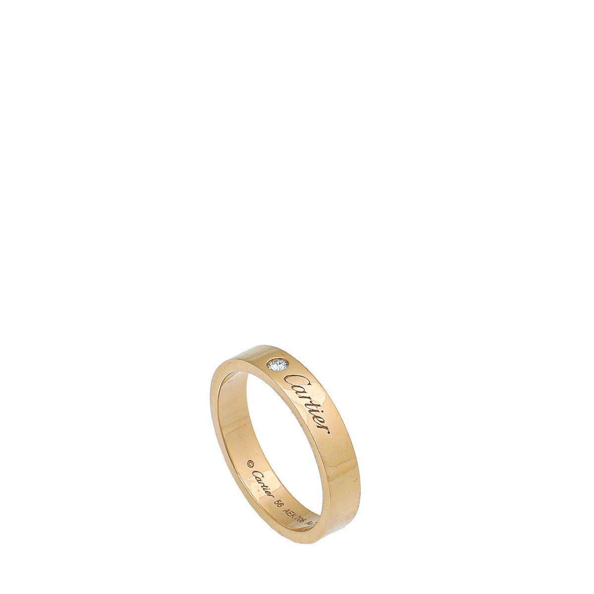 Cartier 18K Pink Gold Diamond C De Cartier Wedding Band Ring 56-Cartier-THE CLOSET