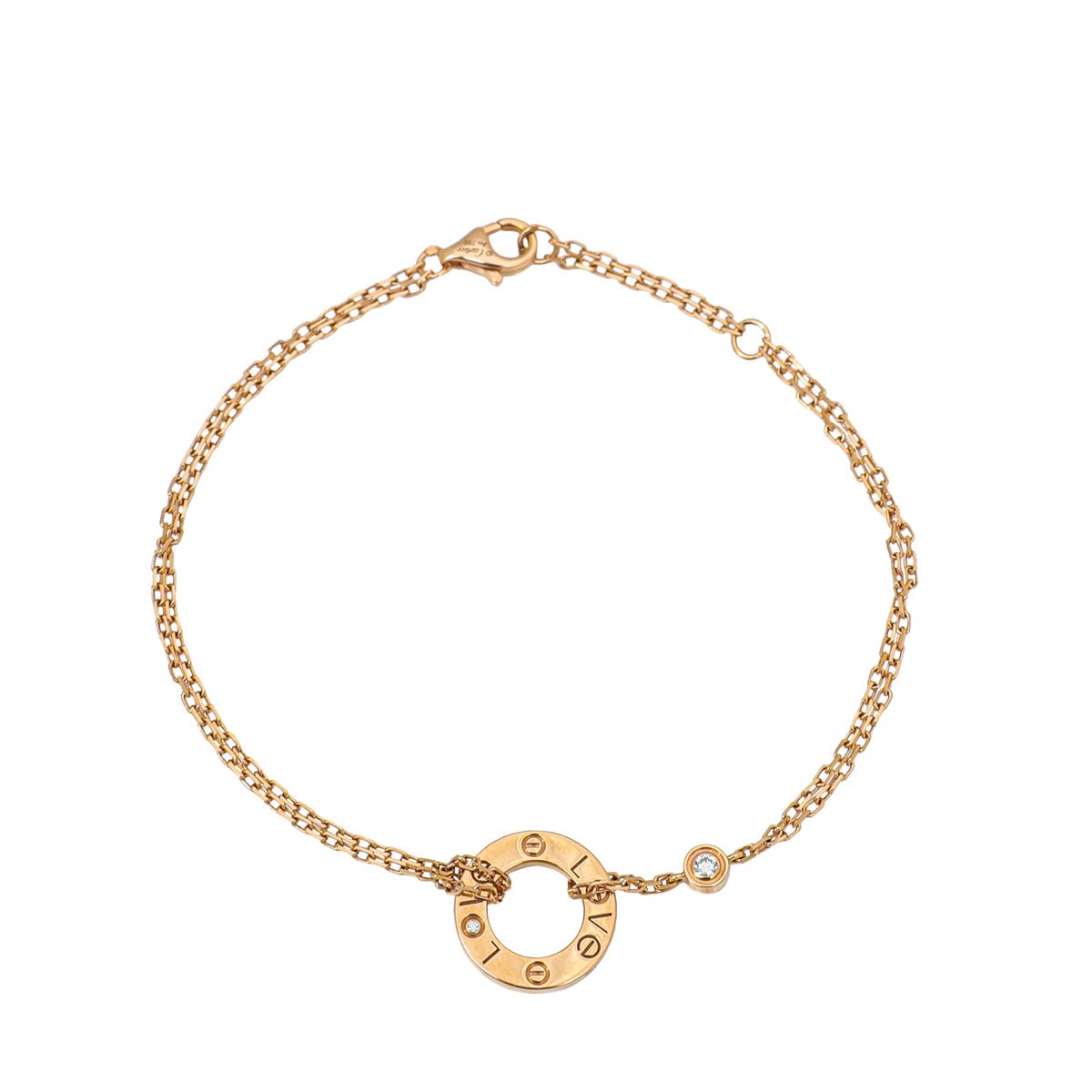 Cartier - Cartier 18K Pink Gold Diamond Love Double Chain Bracelet | The Closet