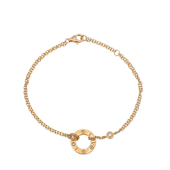 Cartier - Cartier 18K Pink Gold Diamond Love Double Chain Bracelet | The Closet