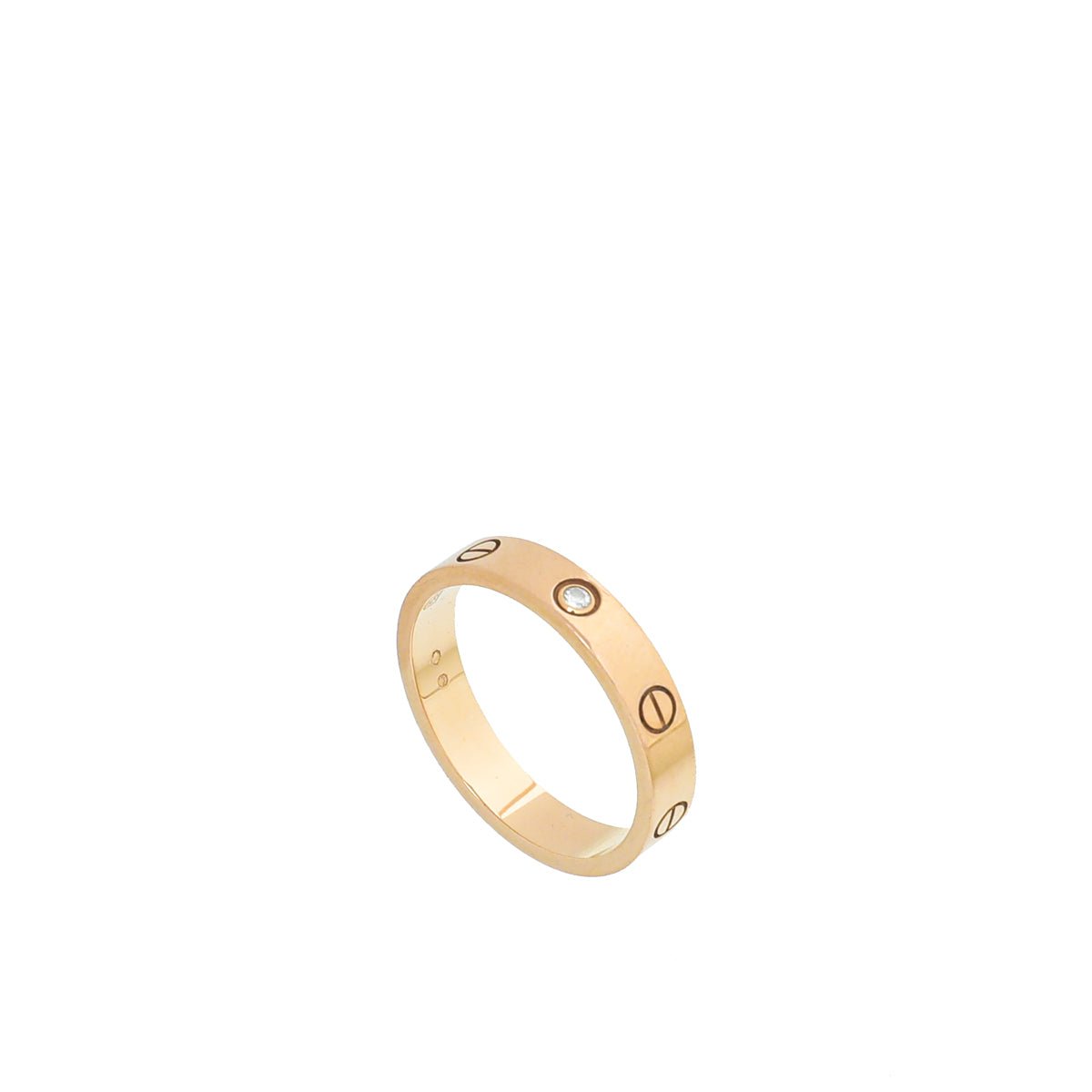 Cartier 18K Rose Gold 1 Diamond Love Wedding Band Ring 59-Cartier-THE CLOSET
