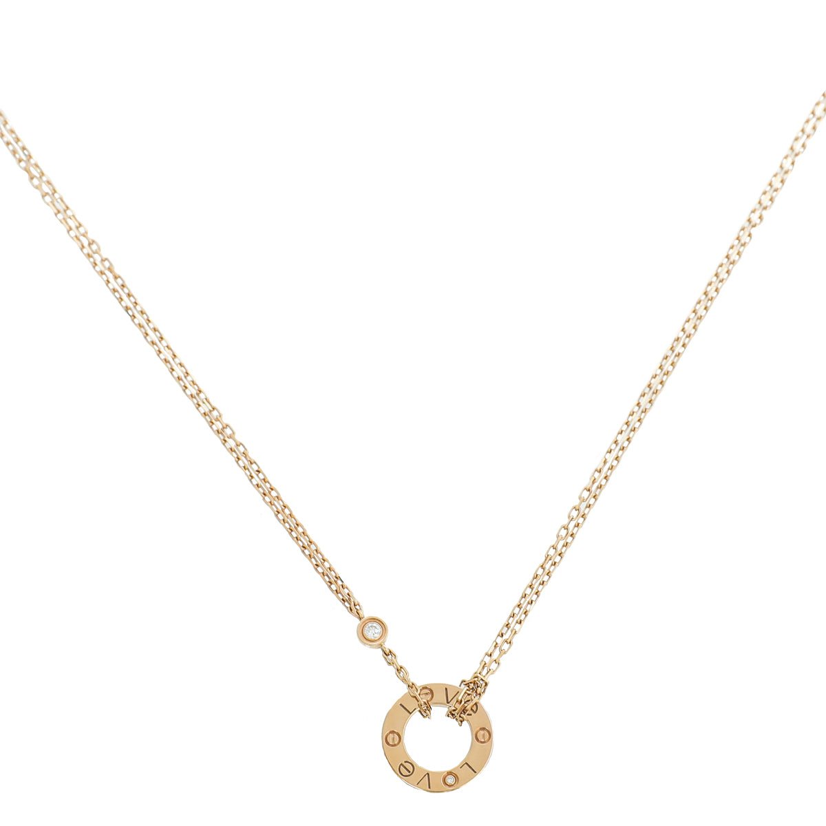 Cartier 18K Rose Gold 2 Diamond Love Necklace-Cartier-THE CLOSET