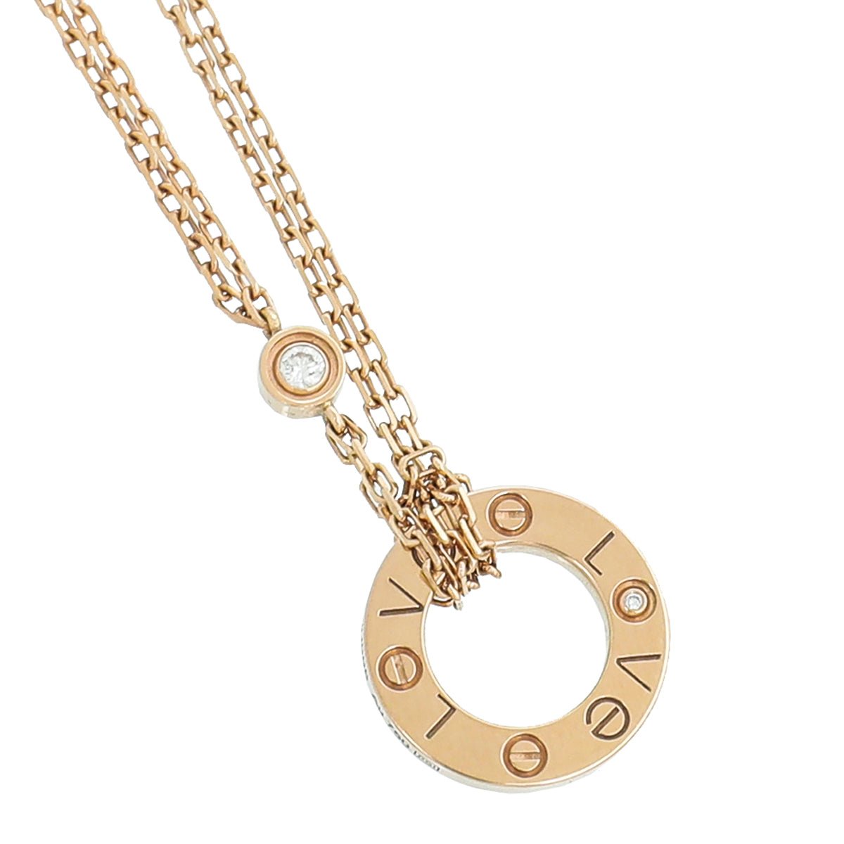 Cartier 18K Rose Gold 2 Diamond Love Necklace-Cartier-THE CLOSET