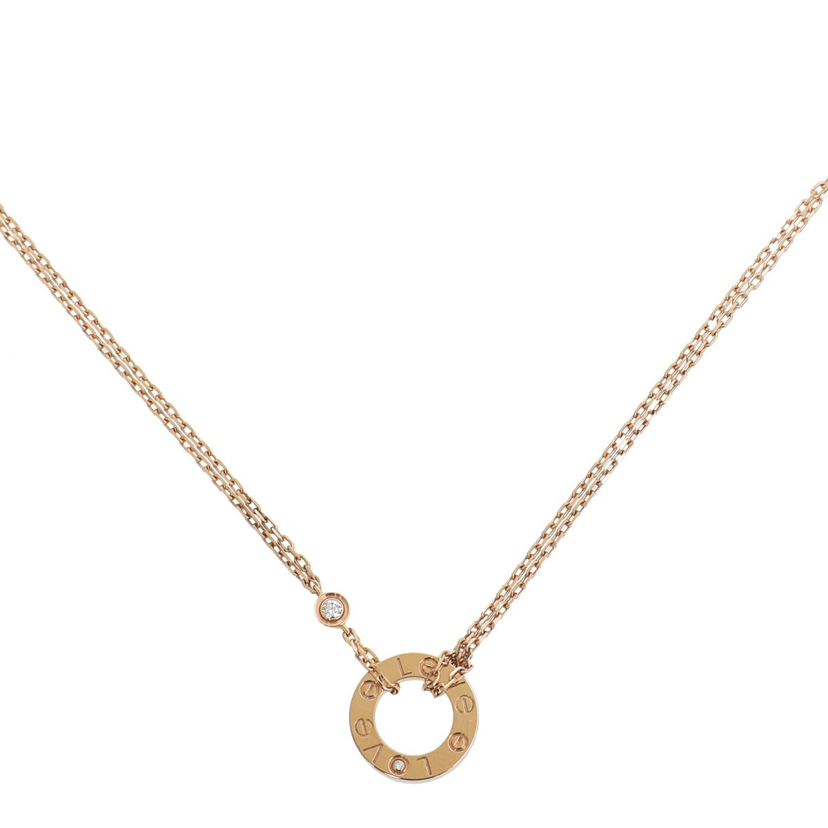 Cartier 18K Rose Gold 2 Diamond Love Necklace-Cartier-THE CLOSET