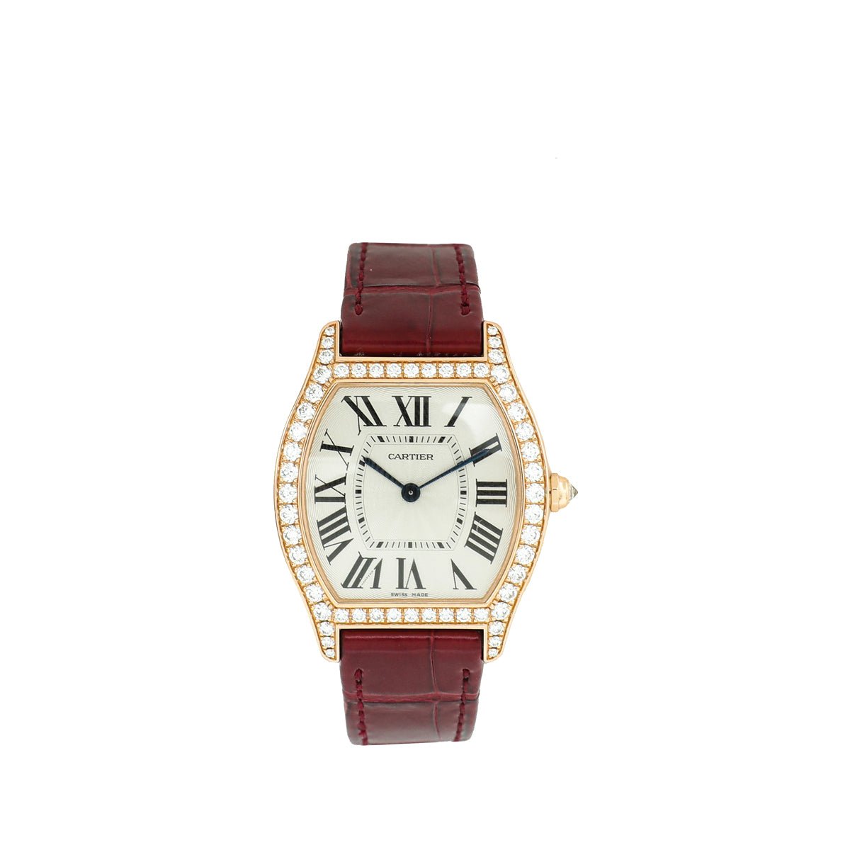 Cartier 18K Rose Gold Case Diamond Medium Model Mechanical Movement Tortue Watch-Cartier-THE CLOSET