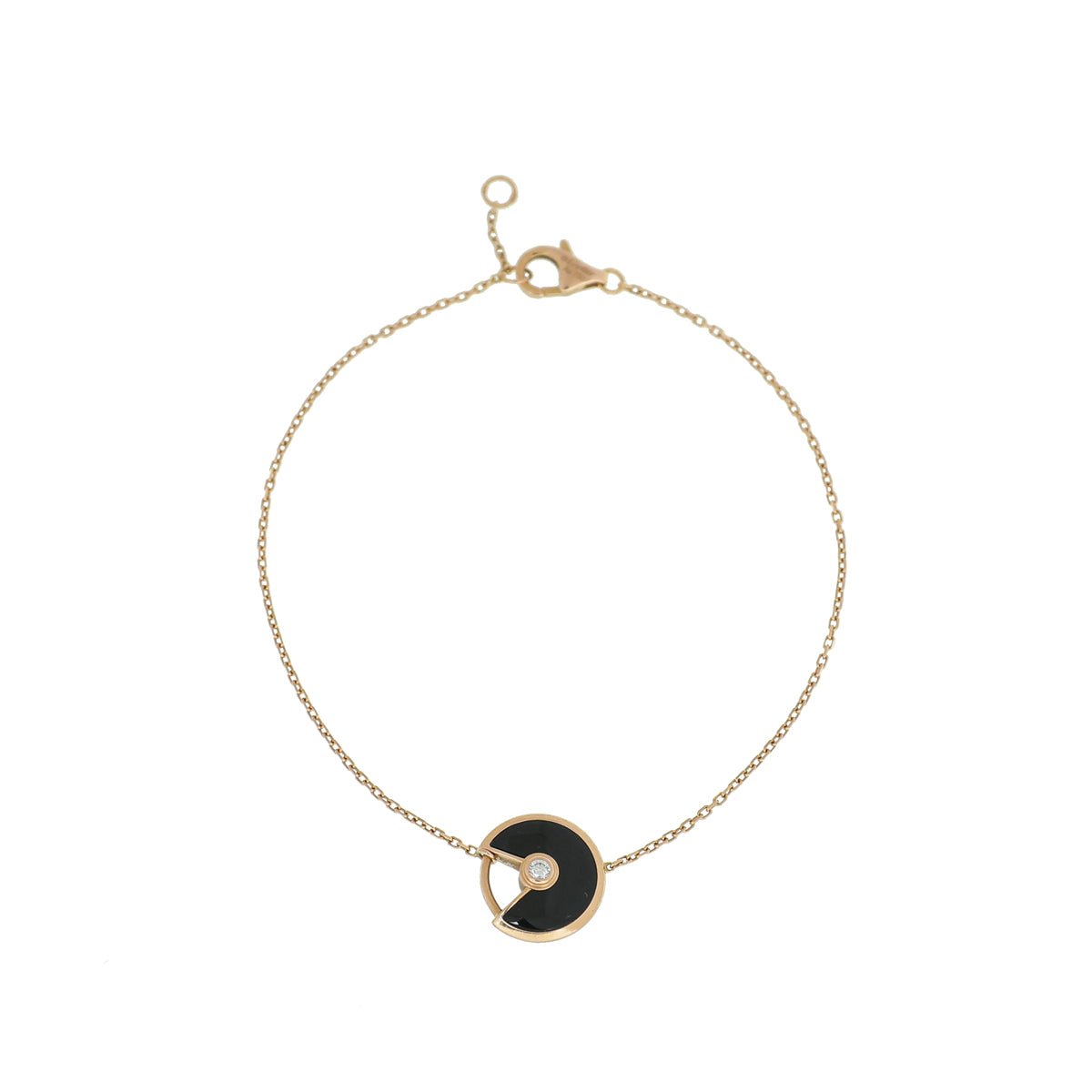 Cartier 18K Rose Gold Diamond Onyx Amulette De Cartier XS Bracelet-Cartier-THE CLOSET