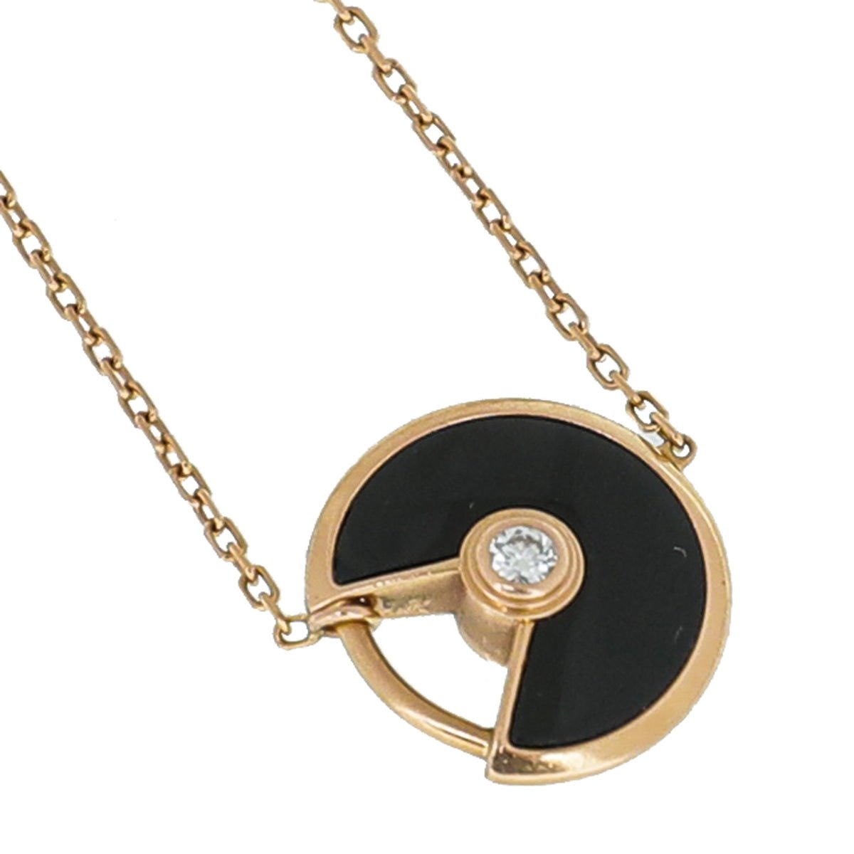 Cartier 18K Rose Gold Diamond Onyx Amulette De Cartier XS Bracelet-Cartier-THE CLOSET
