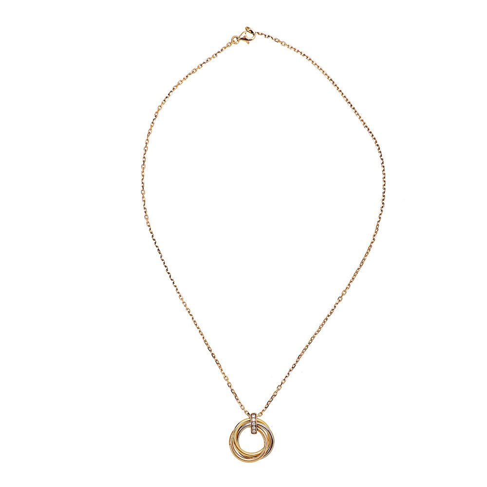 thecloset.uae - Cartier 18K Tricolor Gold W- 5 Diamonds Trinity Necklace | The Closet