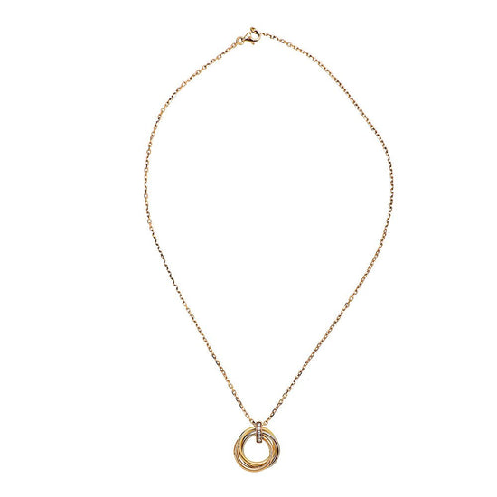thecloset.uae - Cartier 18K Tricolor Gold W- 5 Diamonds Trinity Necklace | The Closet