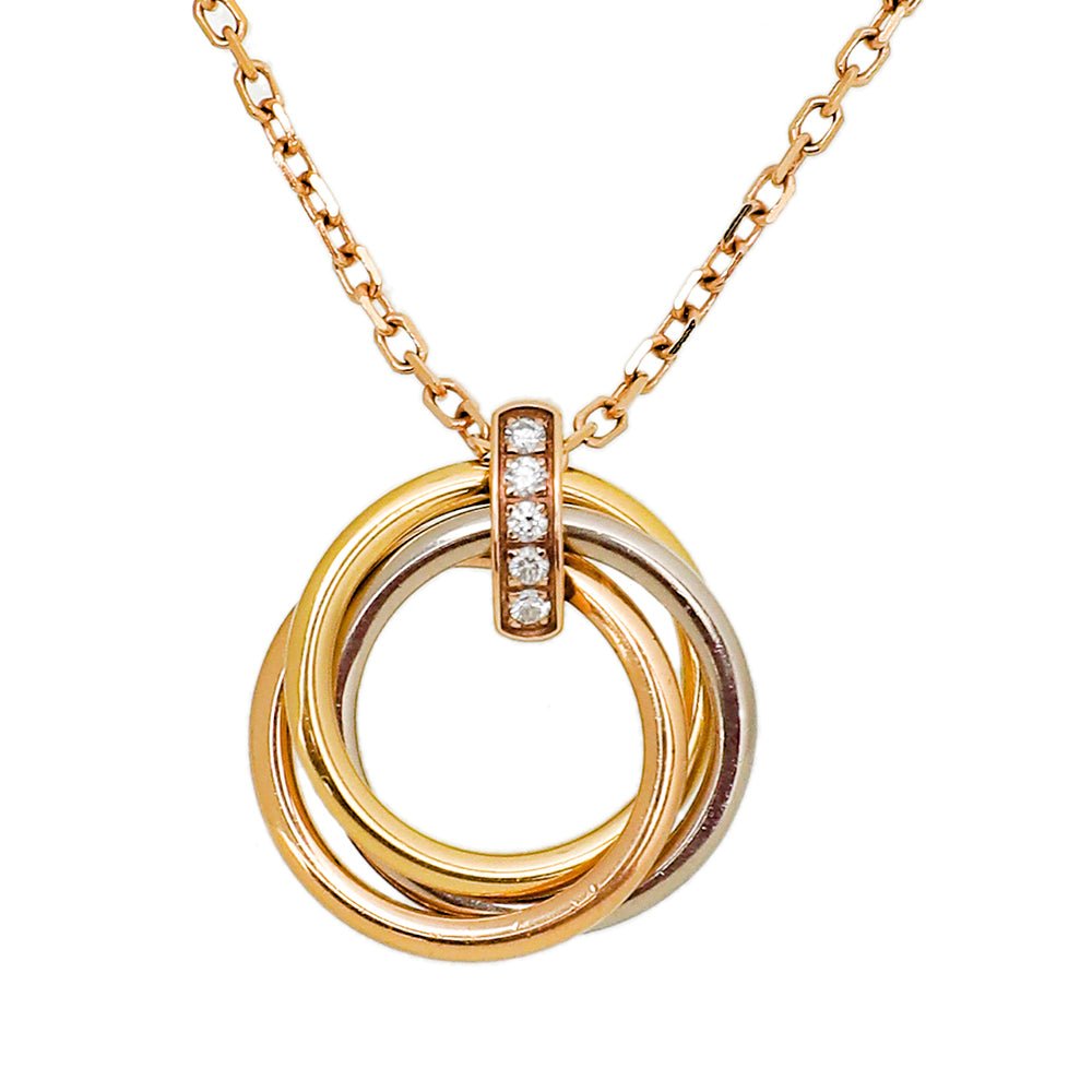 Cartier 18K Tricolor Gold W- 5 Diamonds Trinity Necklace-Cartier-THE CLOSET