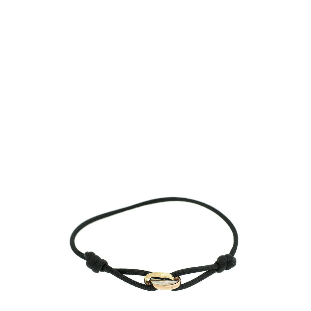 Cartier 18K Trinity Gold Black Cord Bracelet THE CLOSET