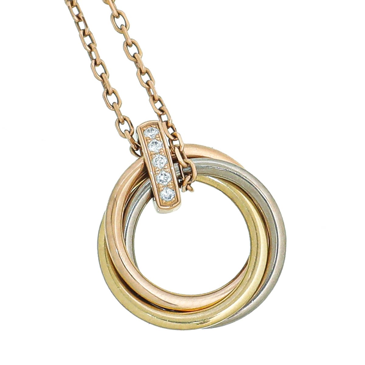 Cartier 18K Trinity Gold Diamond Necklace-Cartier-THE CLOSET