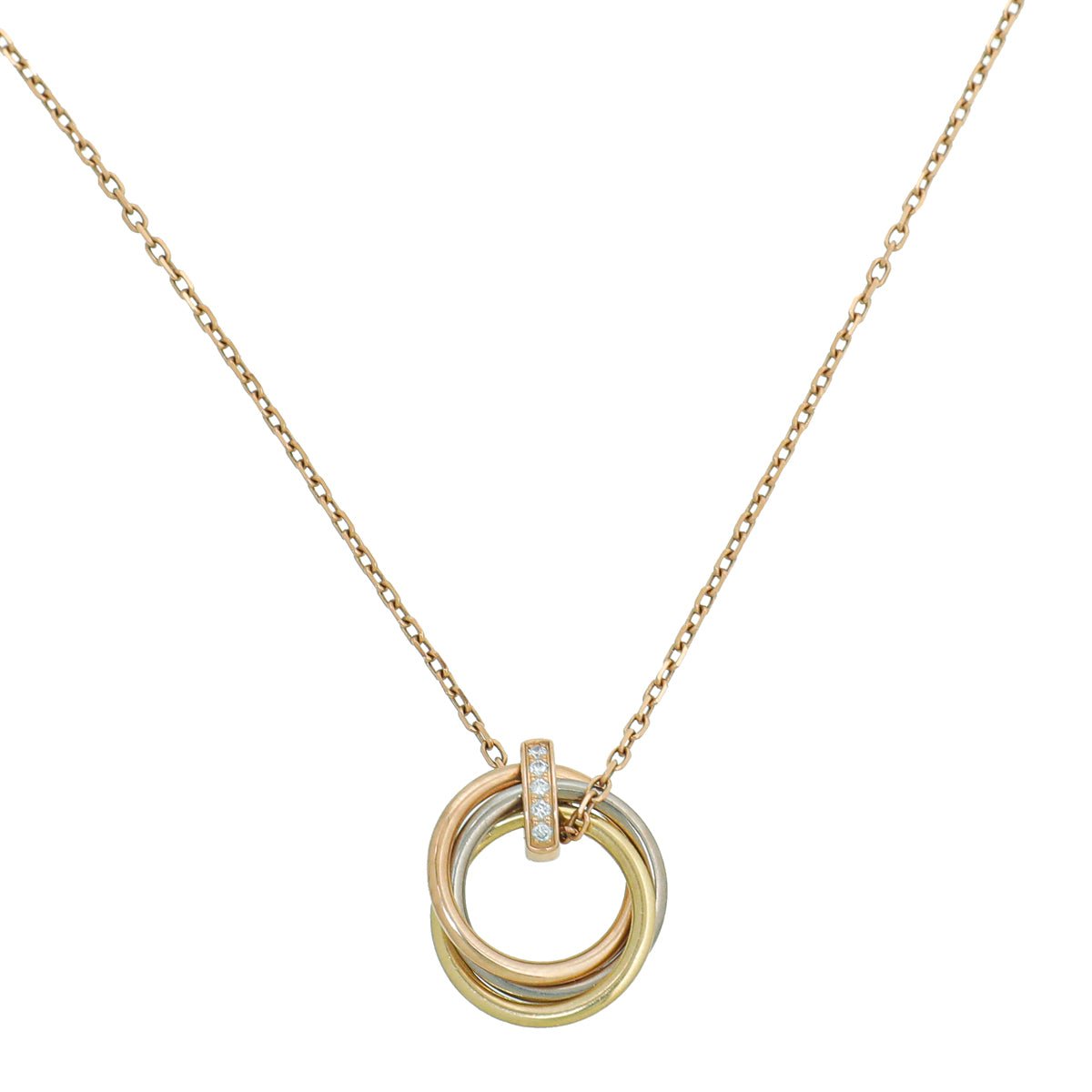 Cartier 18K Trinity Gold Diamond Necklace-Cartier-THE CLOSET
