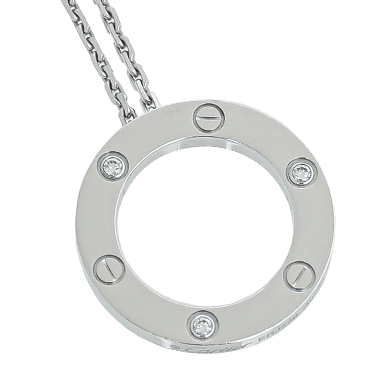 Cartier 18K White Gold 3 diamond Love Necklace-Cartier-THE CLOSET