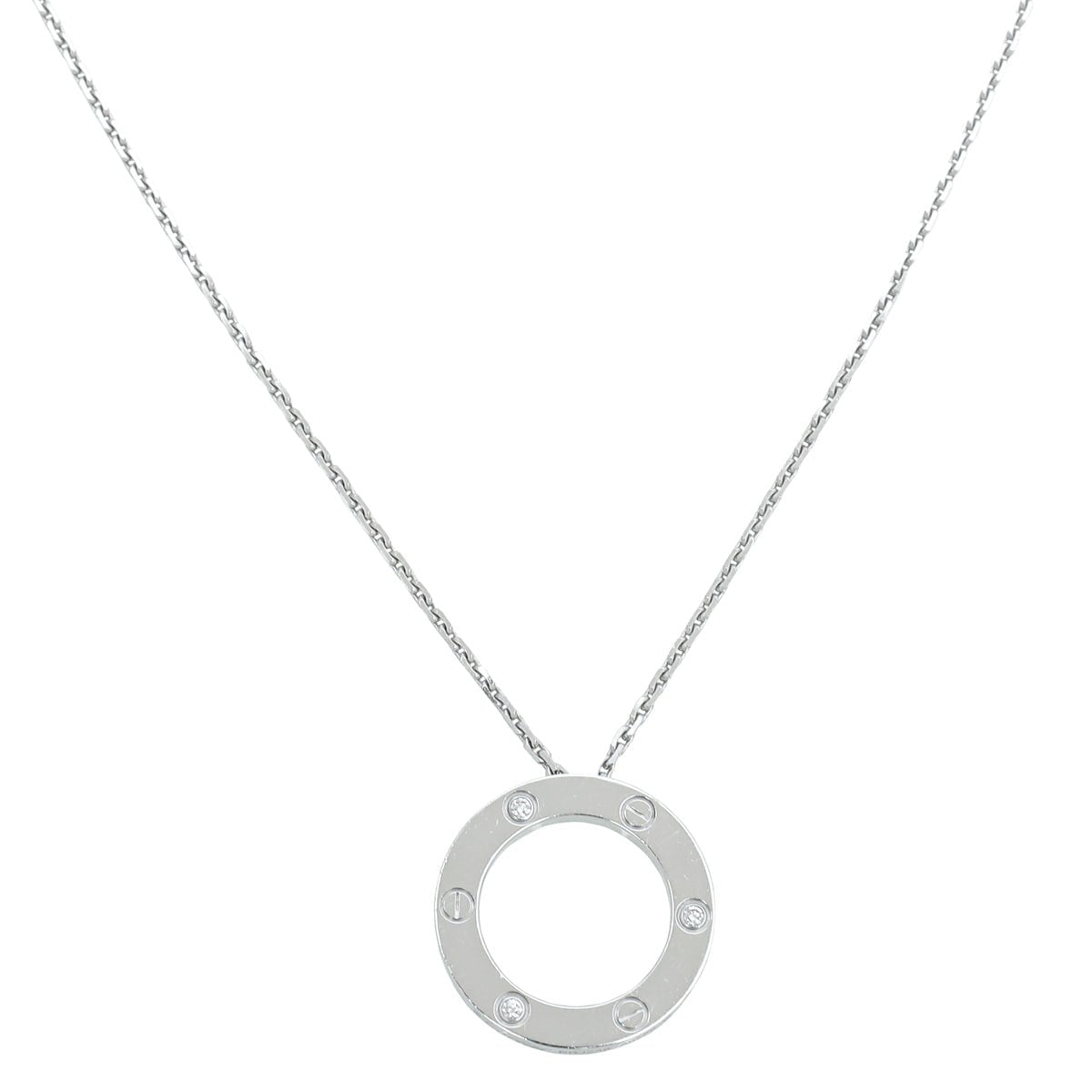 Cartier 18K White Gold 3 diamond Love Necklace-Cartier-THE CLOSET